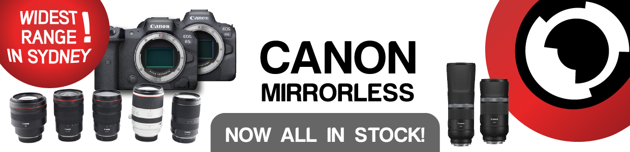 Canon Mirrorless camera and lens hire banner - RENTaCAM Sydney