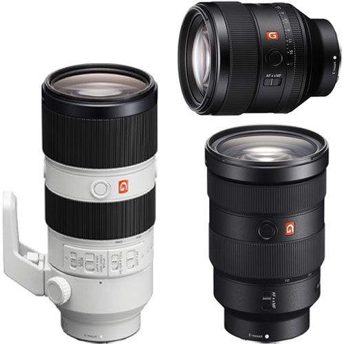 Sony GM 3 lens kit hire Sydney - any 3 lenses - RENTaCAM Sydney